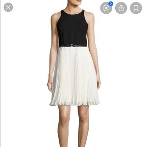 Halston Heritage sleeveless dress w/ Pleated skirt